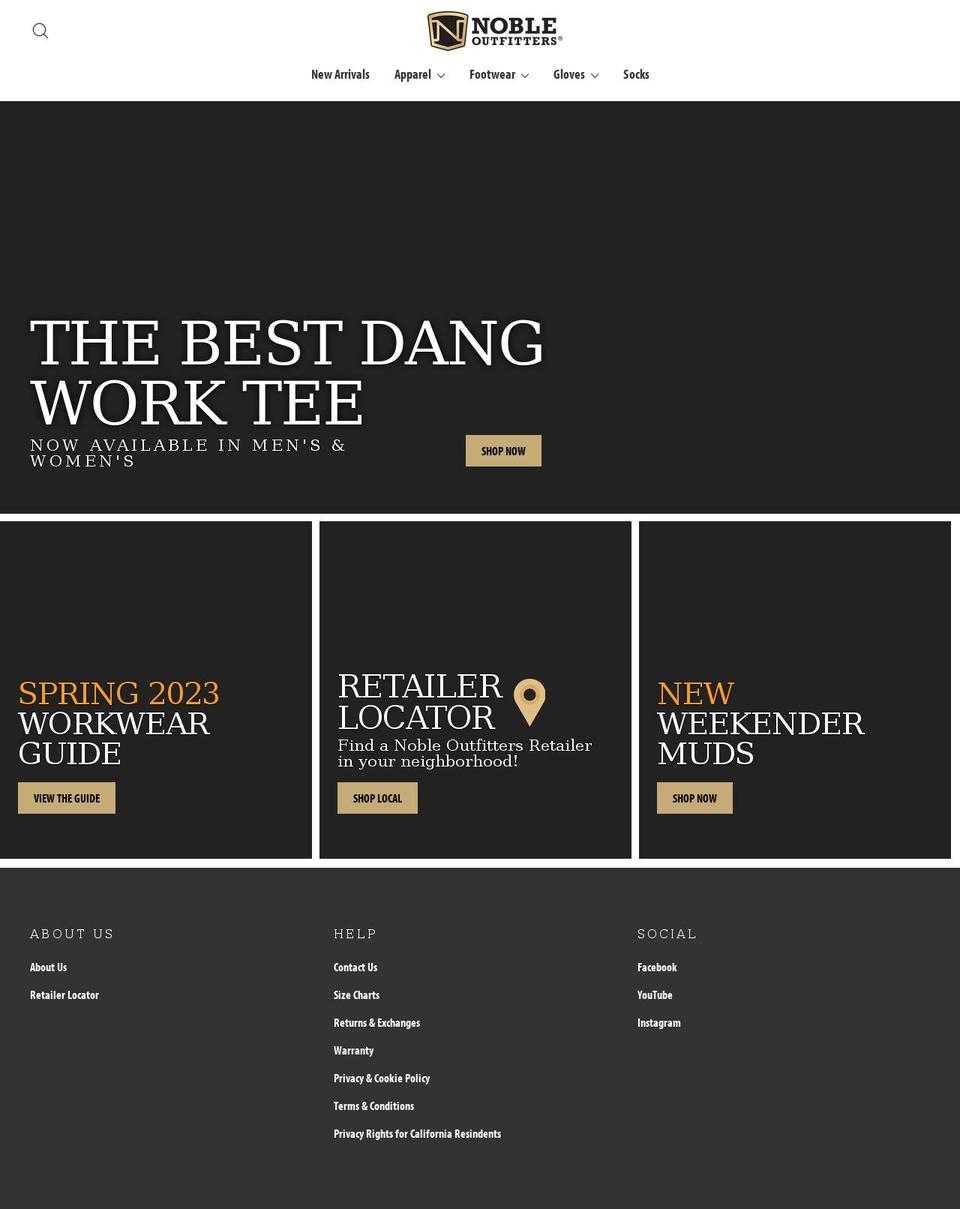Noble 2018 Shopify theme site example nobleoutfitter.com