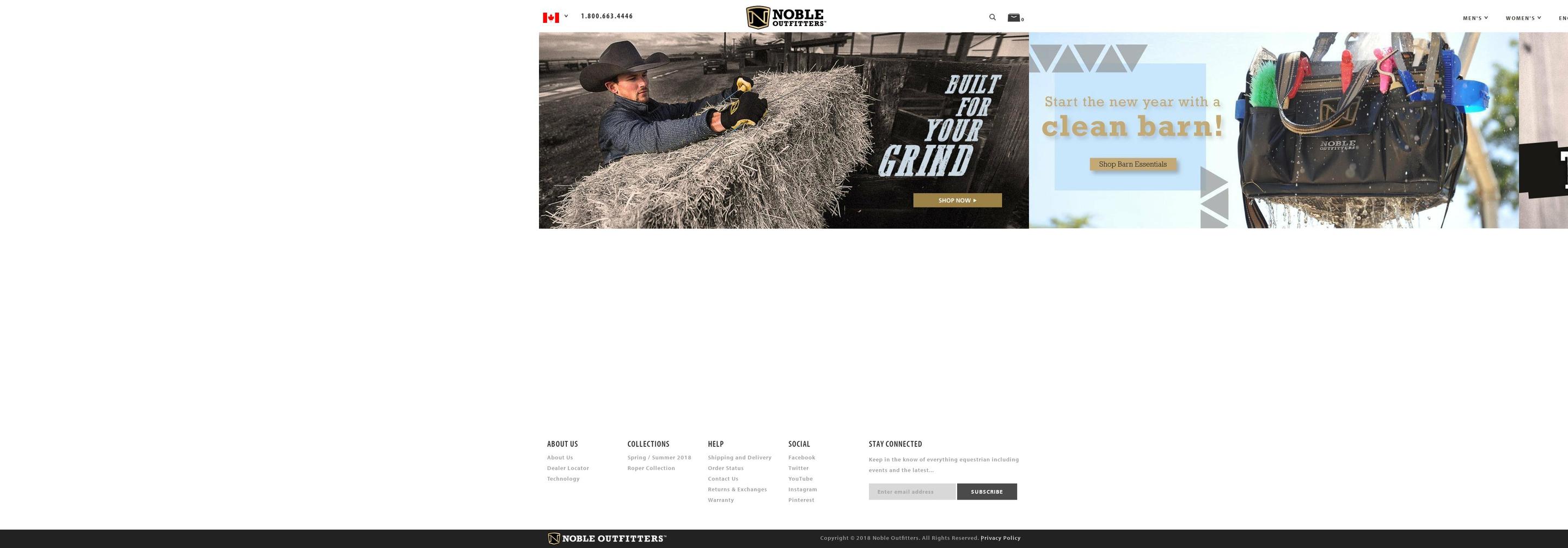 nobleoutfitters.ca shopify website screenshot