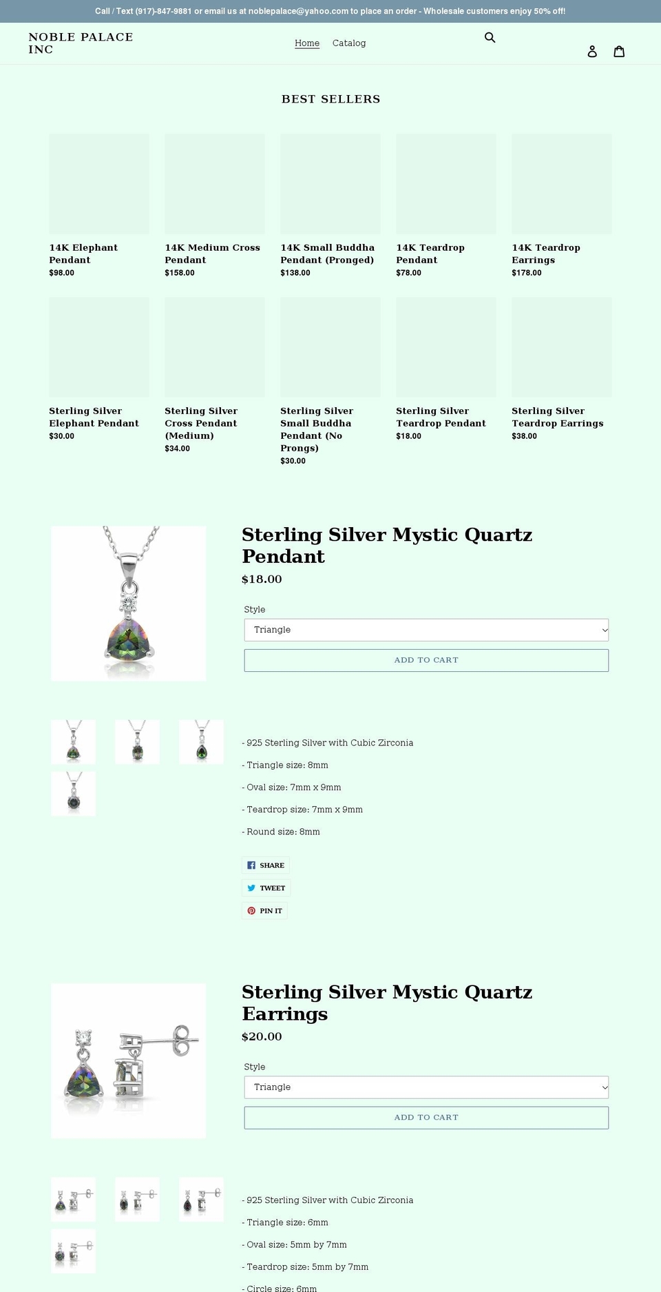 noblepalacejade.com shopify website screenshot