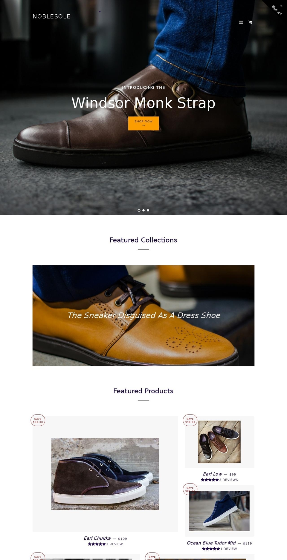 noblesole.com shopify website screenshot