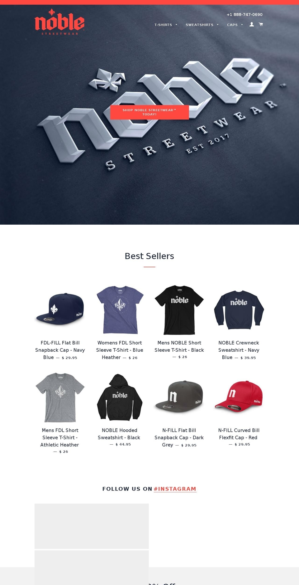 noblestreetwear.com — Shopify storefront screenshot