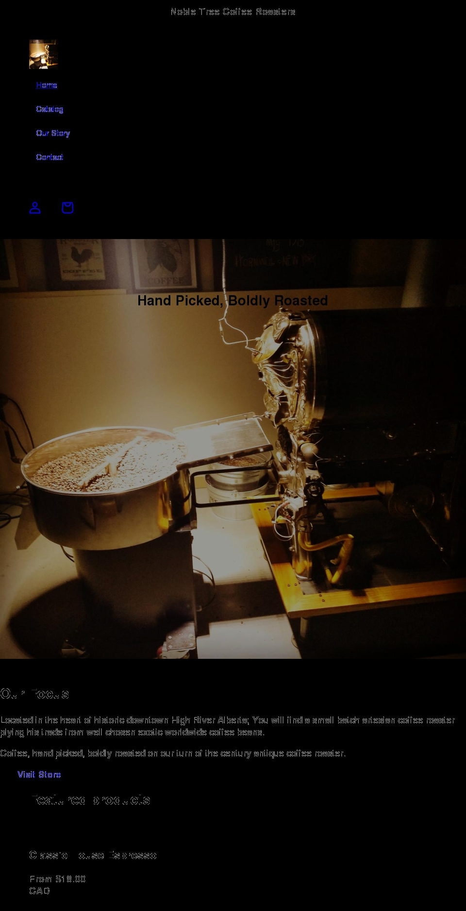 nobletreeroasters.com shopify website screenshot