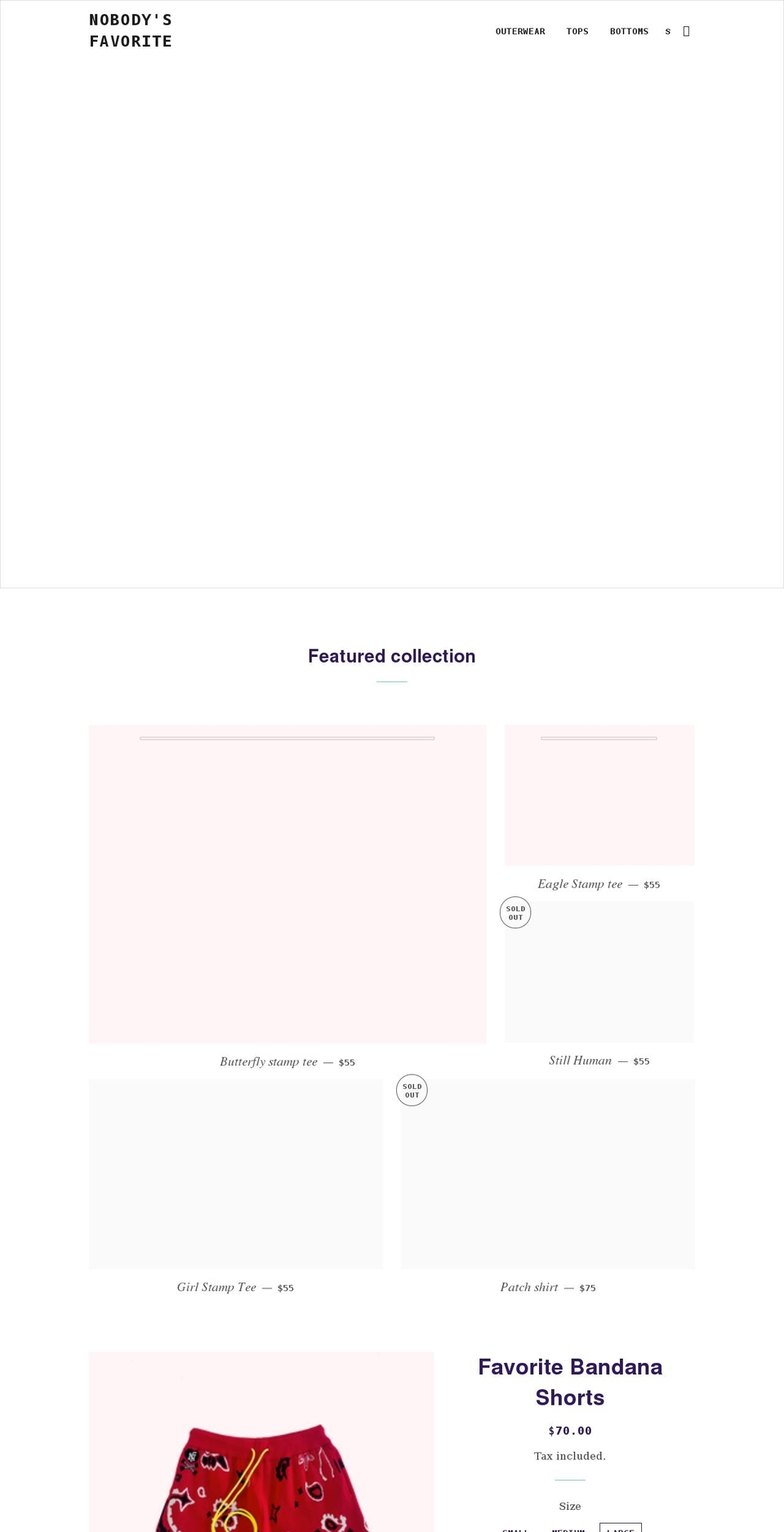 nobodyfavorite.com shopify website screenshot