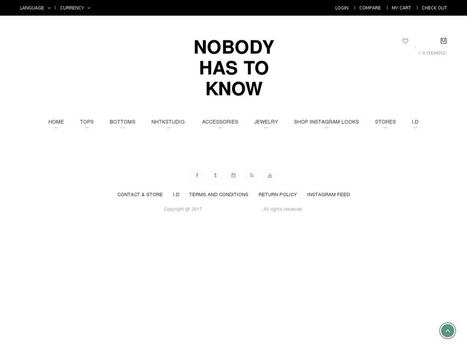 nobodyhastoknow.com shopify website screenshot