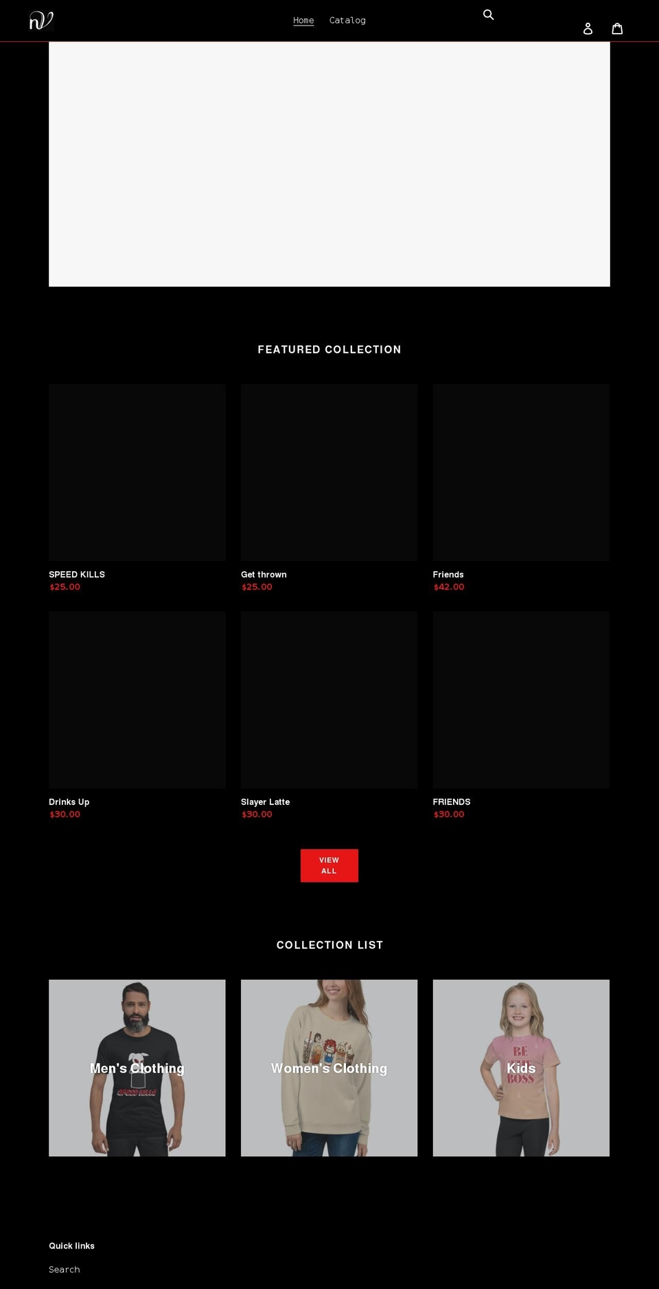 nobodysvillain.com shopify website screenshot