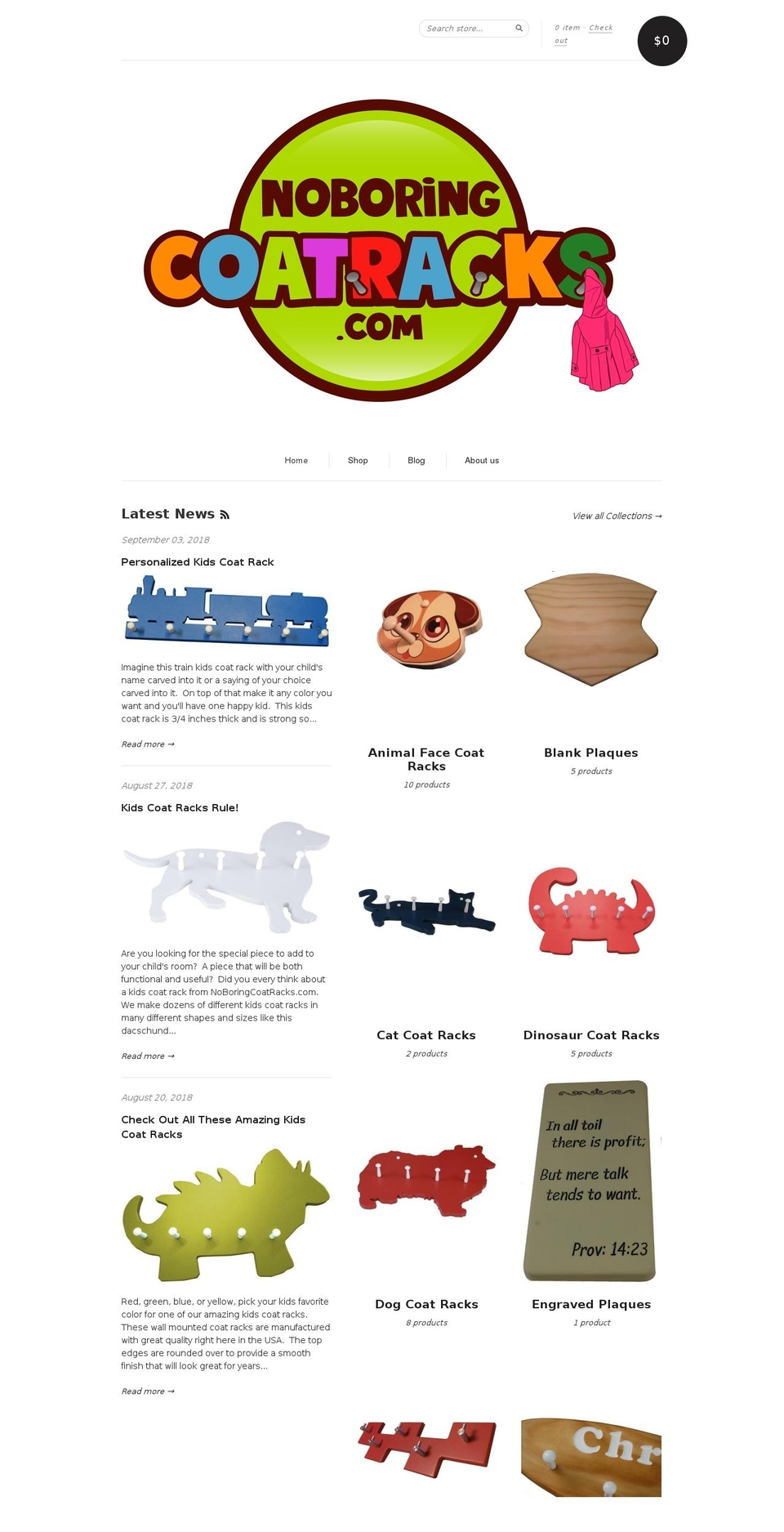 noboringcoatrack.com shopify website screenshot