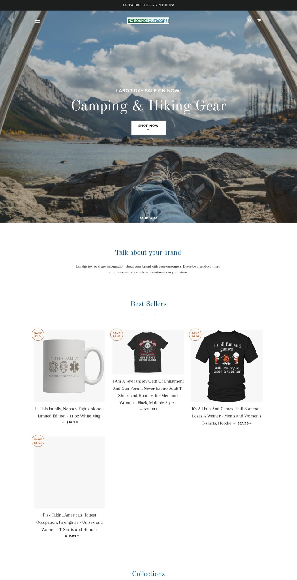 noboundsoutdoors.com — Shopify storefront screenshot