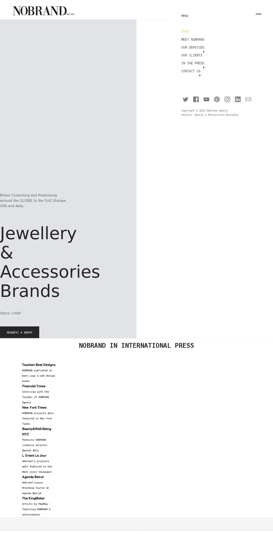 nobrandagency.com shopify website screenshot