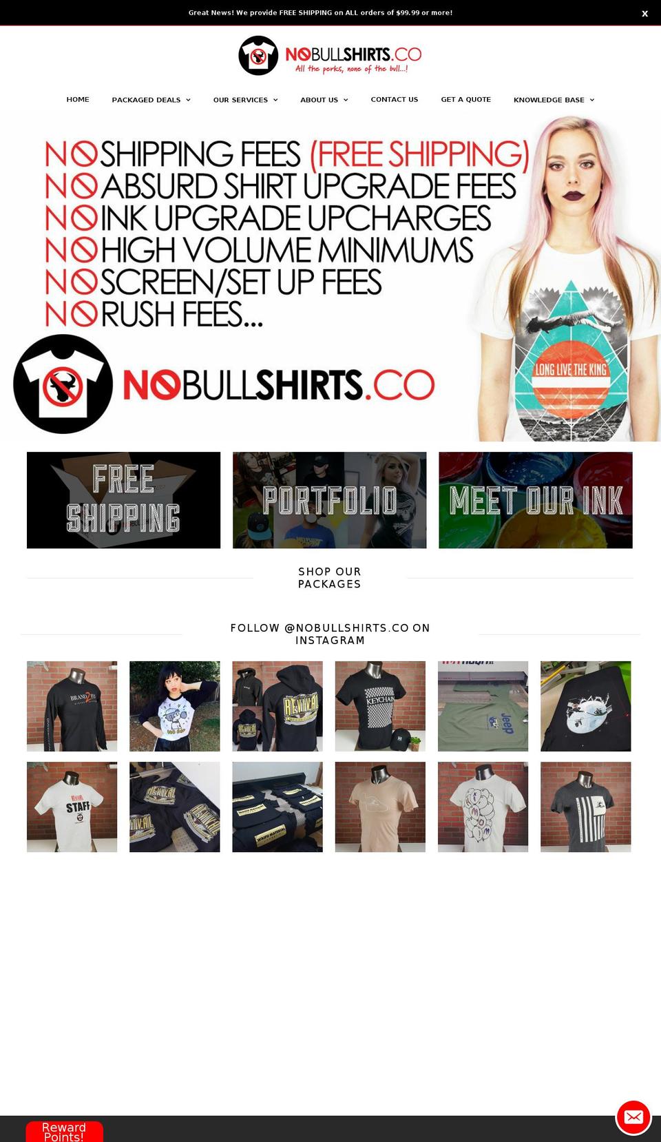 nobullshirts.co shopify website screenshot