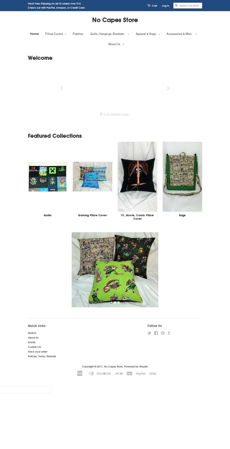 nocapesstore.com shopify website screenshot