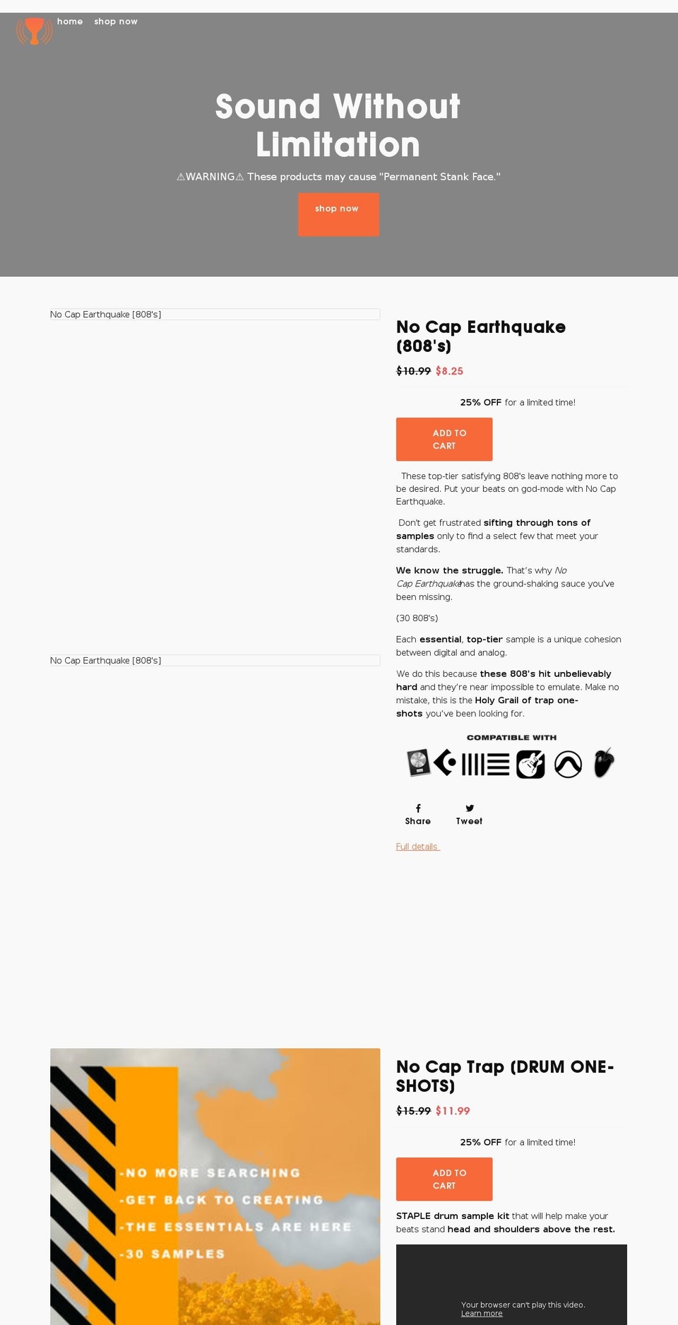 nocapsound.com shopify website screenshot