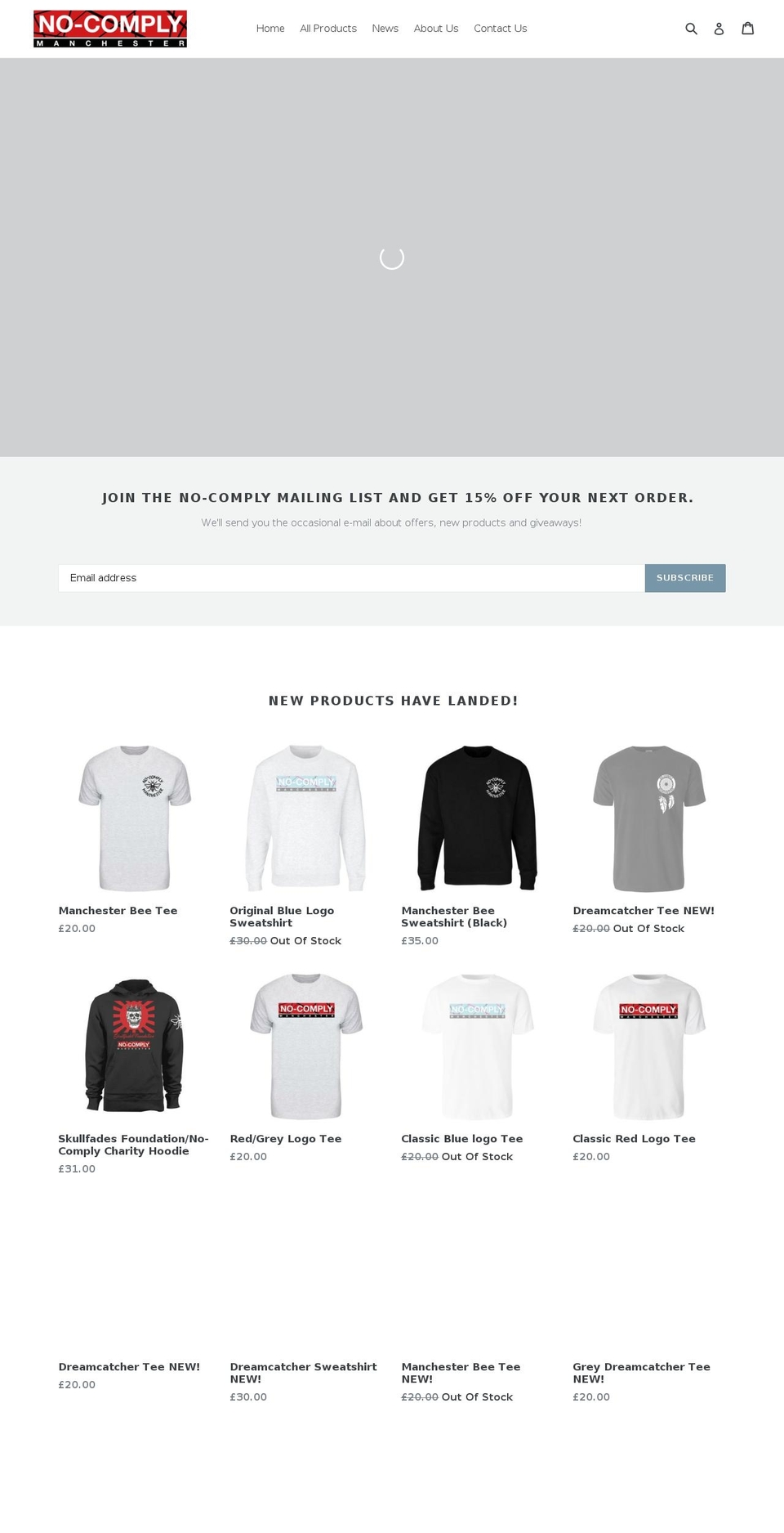 nocomplyclothing.com shopify website screenshot