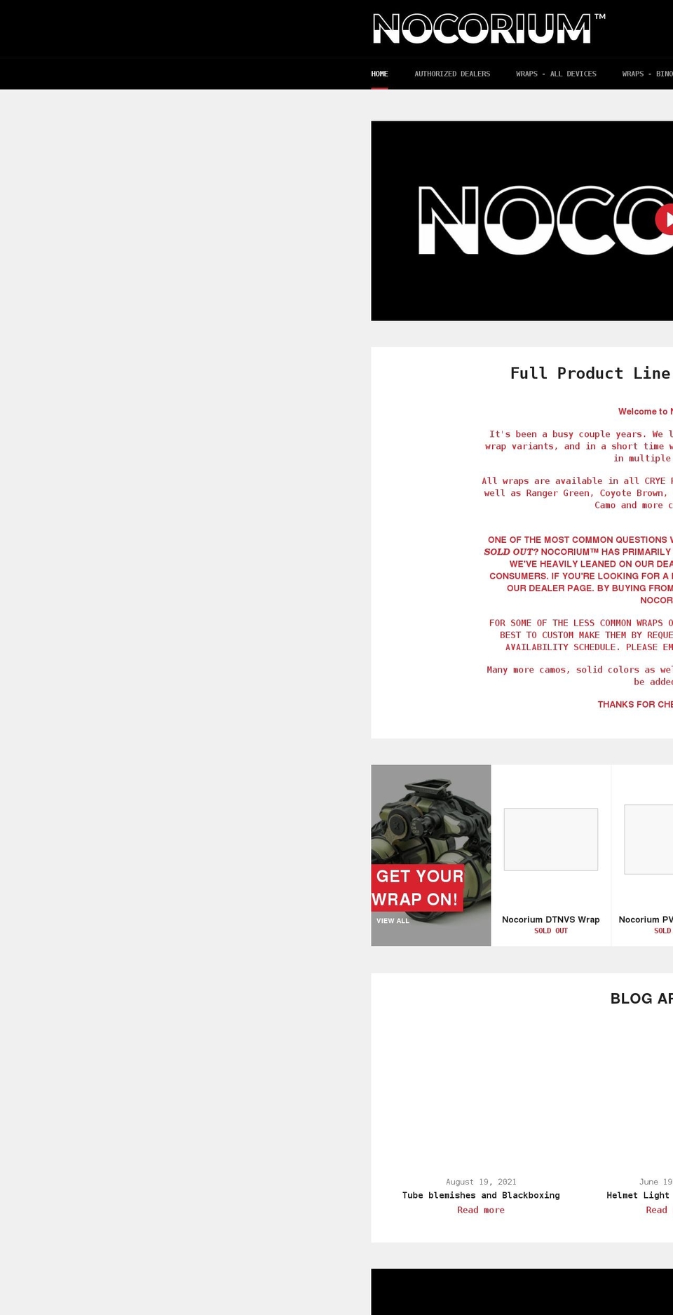 nocorium.com shopify website screenshot