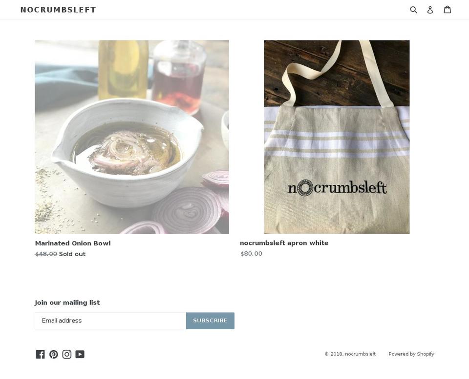 nocrumbsleft.store shopify website screenshot