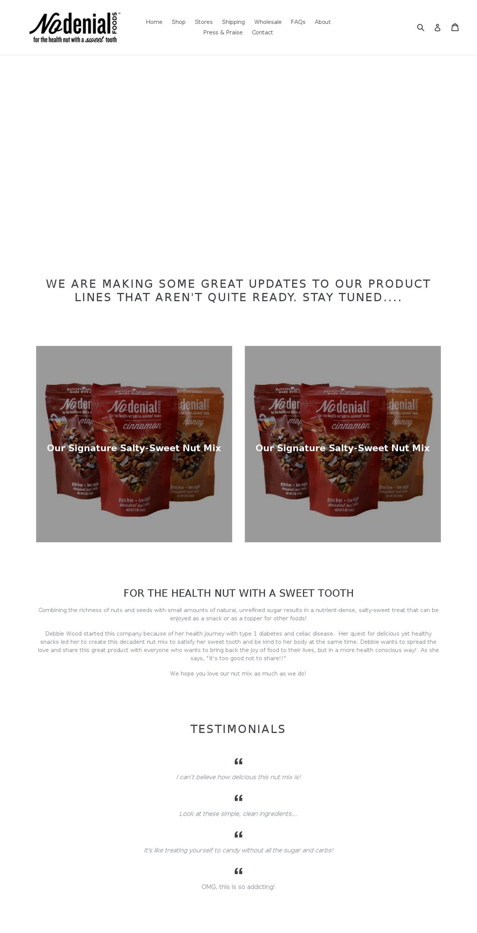 nodenialfood.com — Shopify storefront screenshot