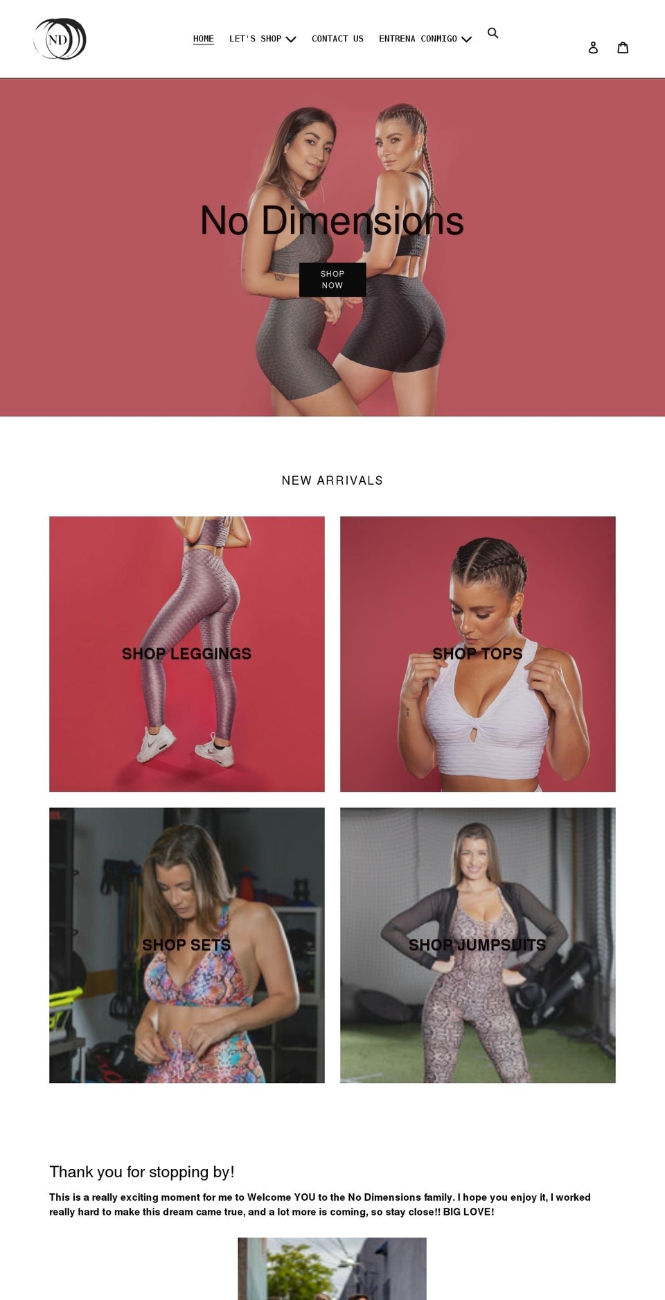 nodimensionsbrand.com shopify website screenshot
