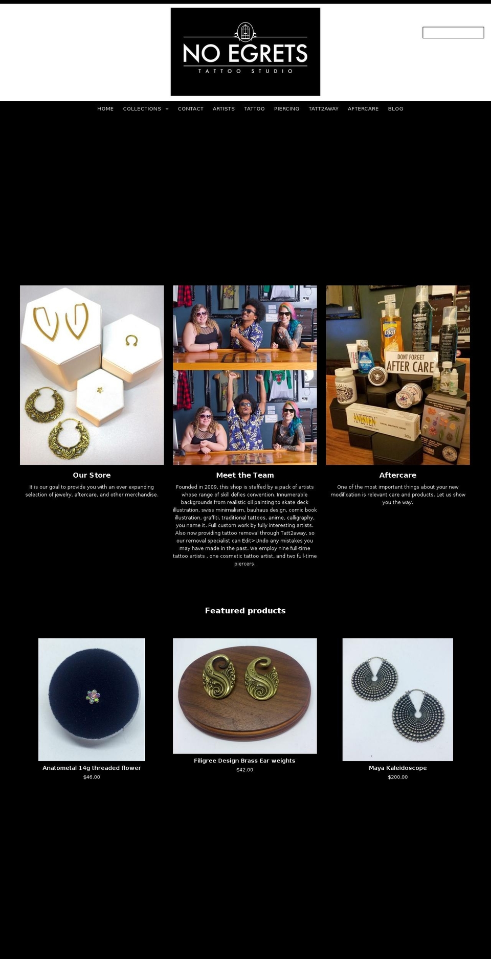noegretstattoo.com shopify website screenshot
