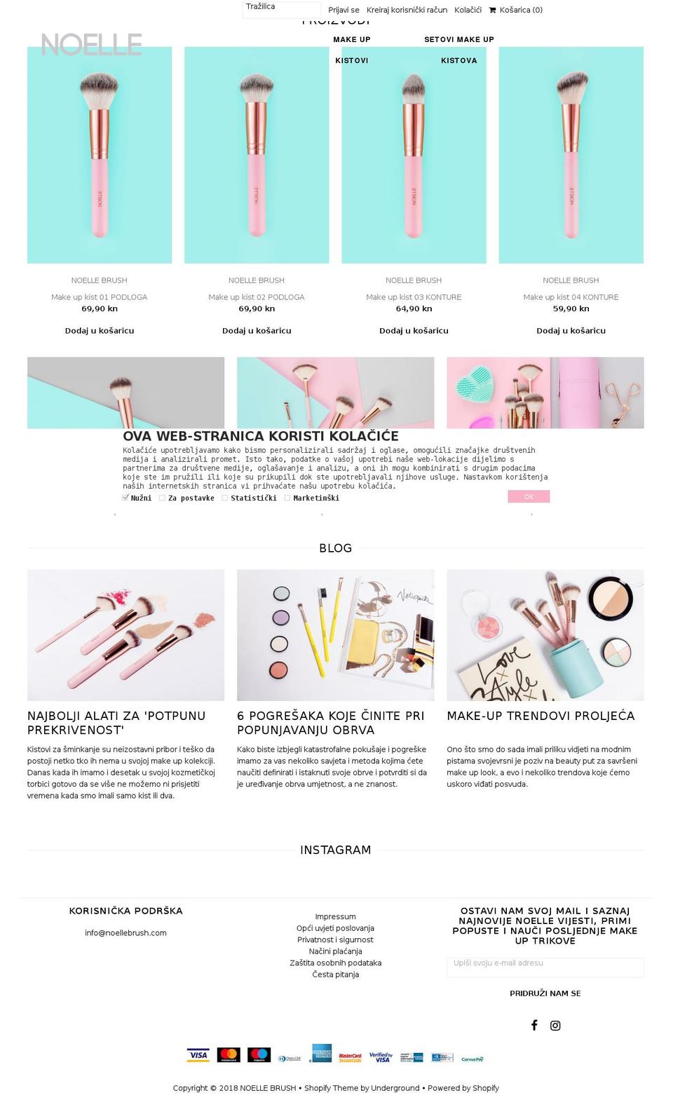 noellebrush.com shopify website screenshot