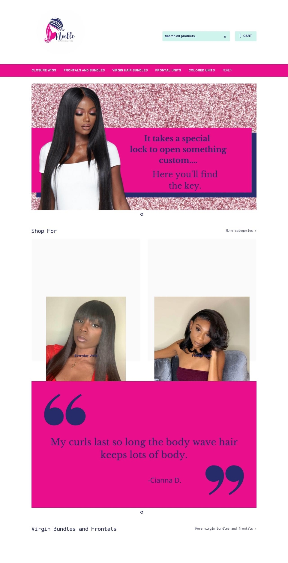 noellecustomcollection.com shopify website screenshot