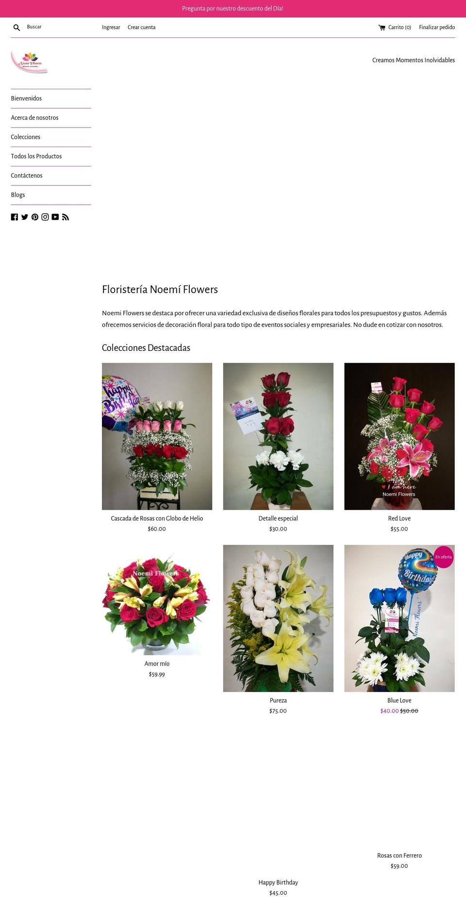 noemiflowers.com — Shopify storefront screenshot