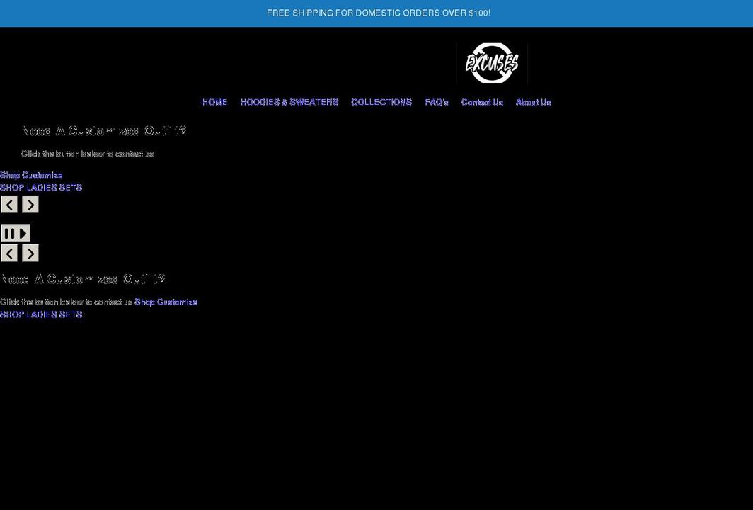 noexcusesapparelllc.com shopify website screenshot