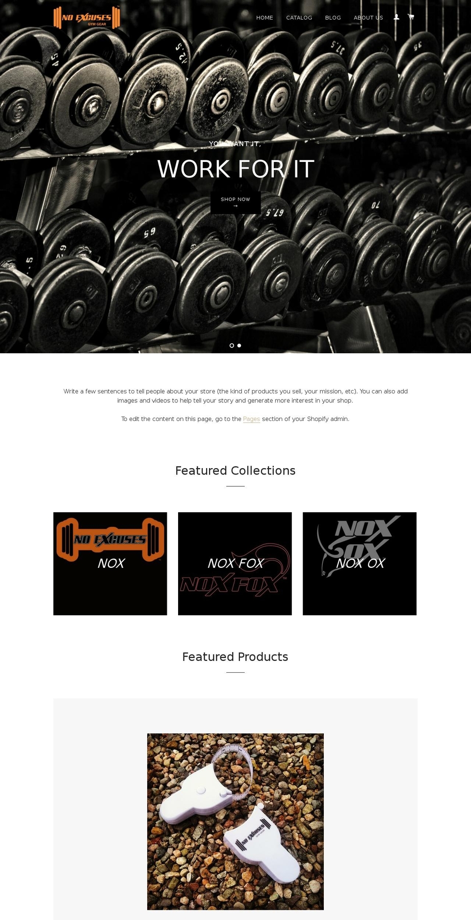 noexcusesgymgear.com shopify website screenshot