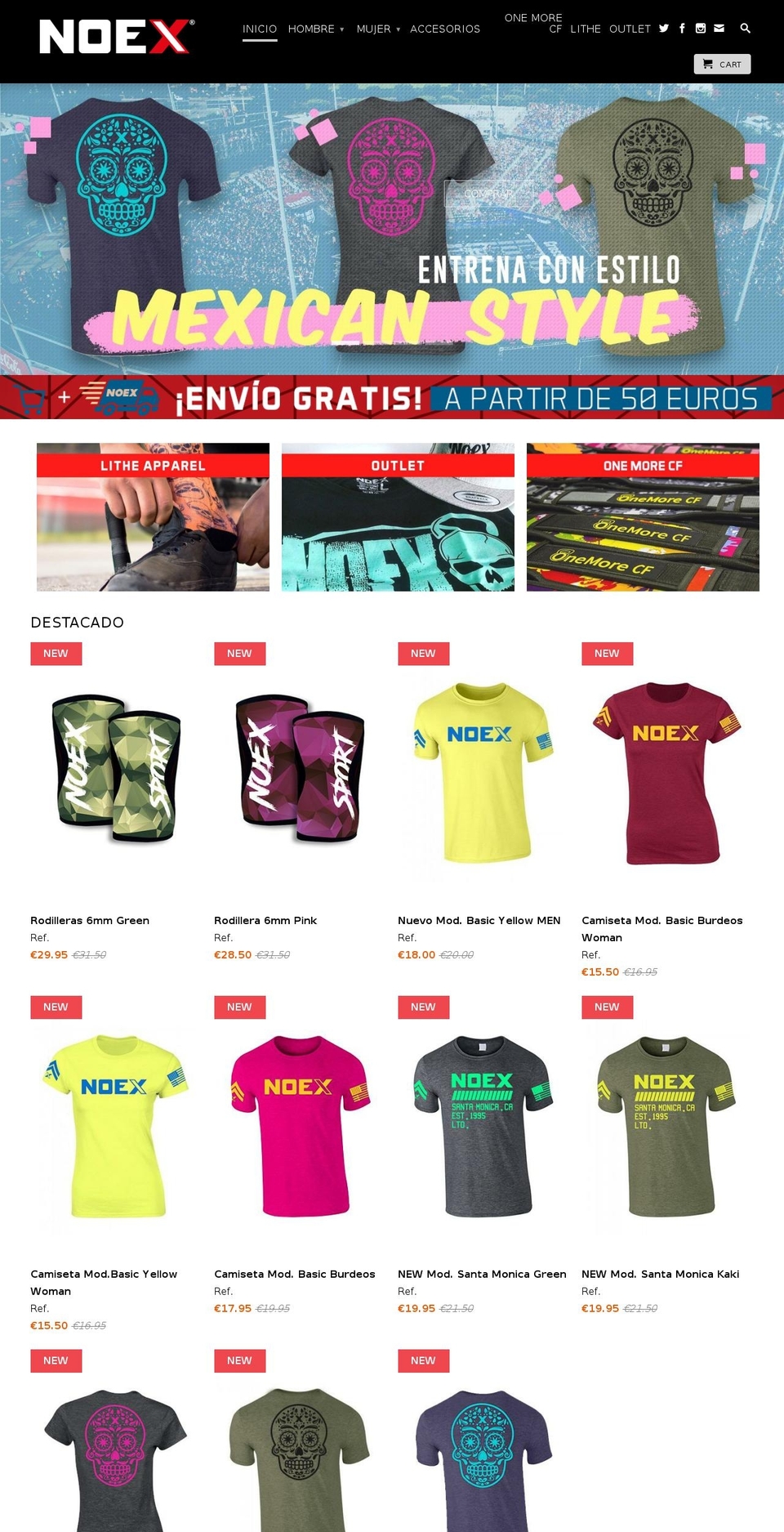 noexsportshop.es shopify website screenshot