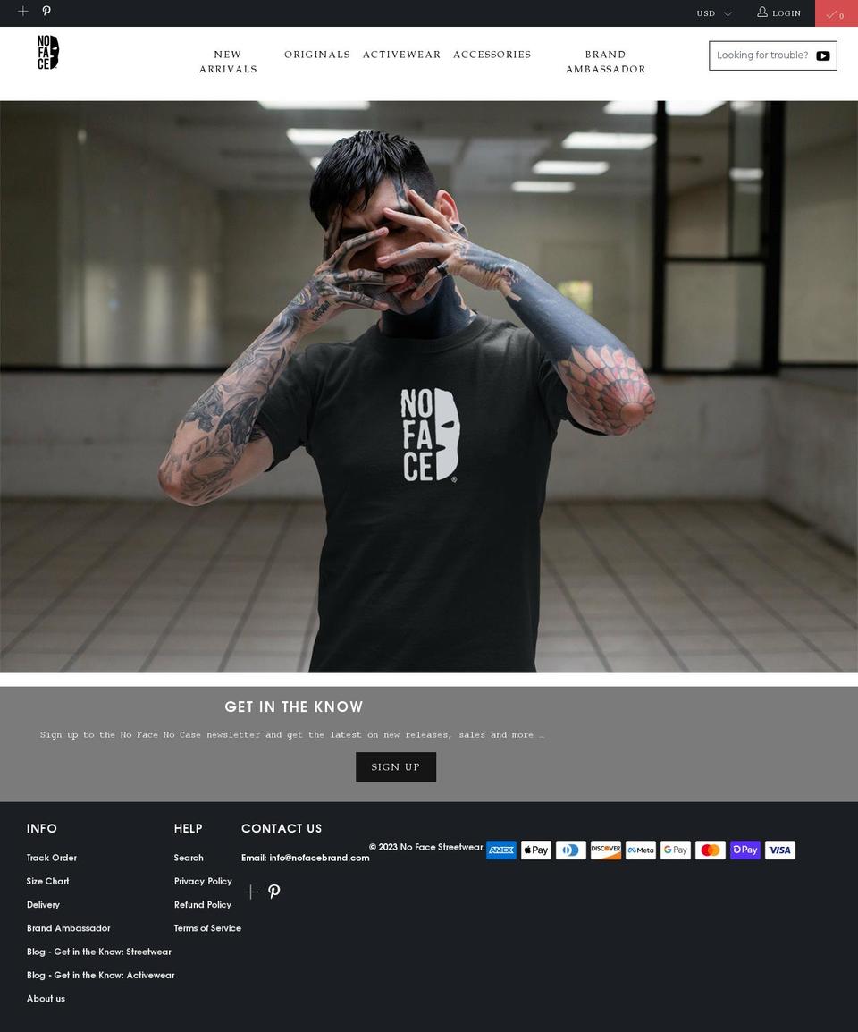 nofacebrand.com shopify website screenshot