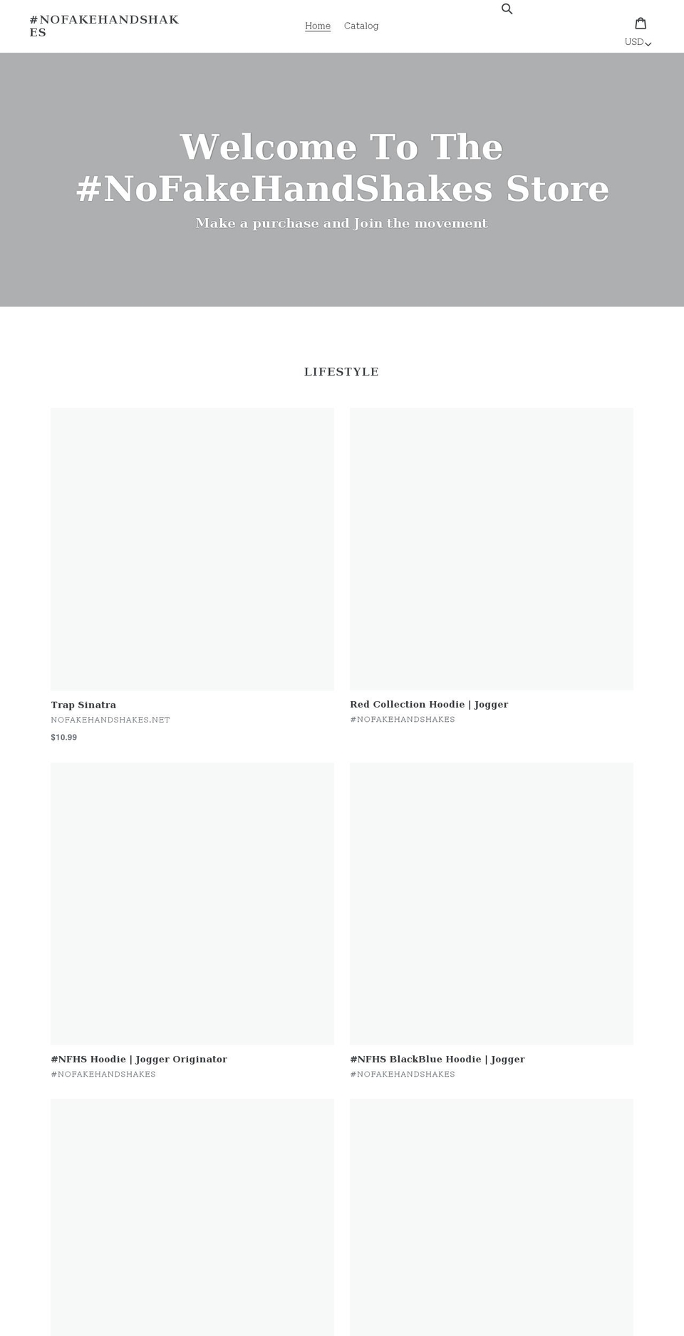 nofakehandshakes.net shopify website screenshot