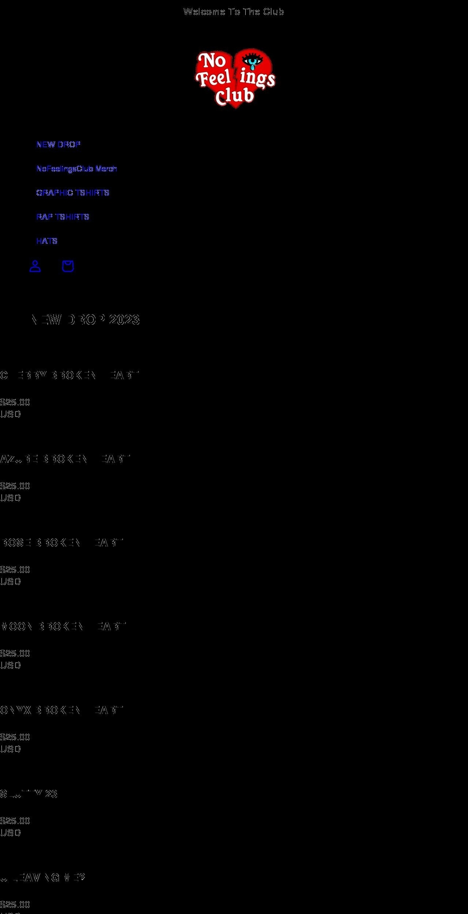 nofeelingsclub.com shopify website screenshot
