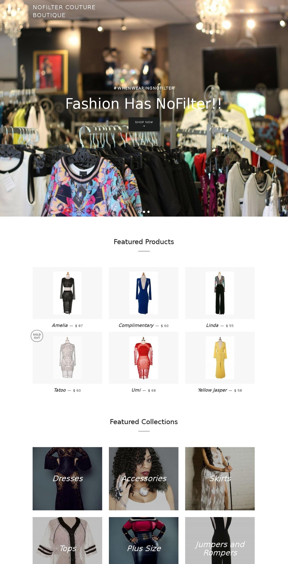 nofiltercouture.com shopify website screenshot