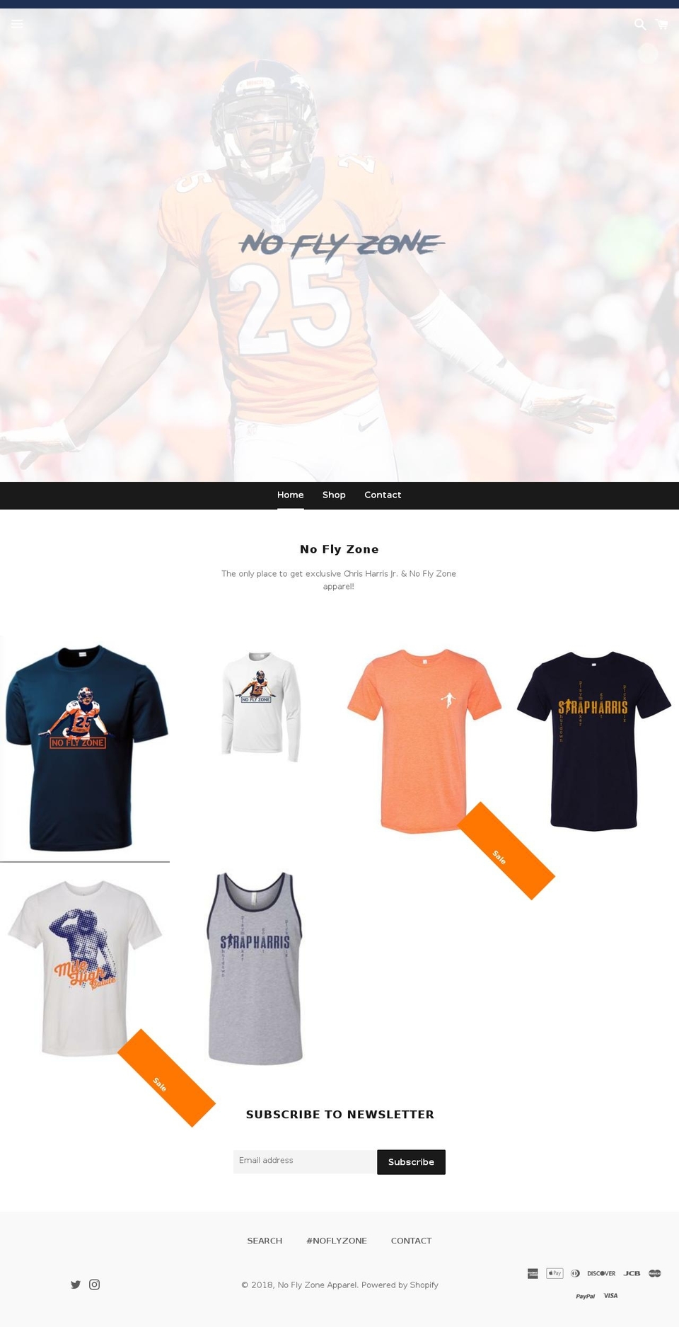noflyzoneapparel.com — Shopify storefront screenshot