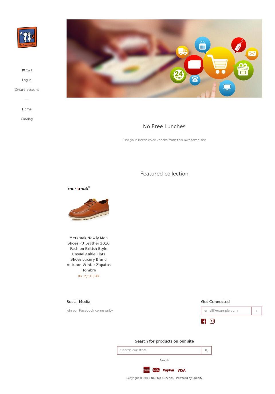nofreelunches.com — Shopify storefront screenshot