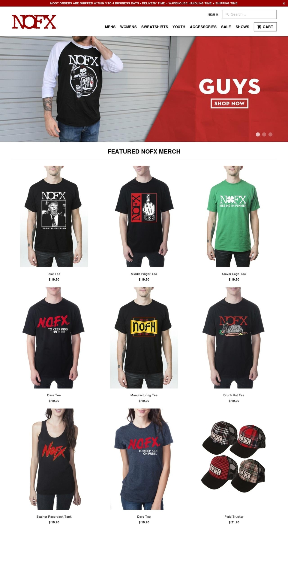 nofxmerch.com shopify website screenshot