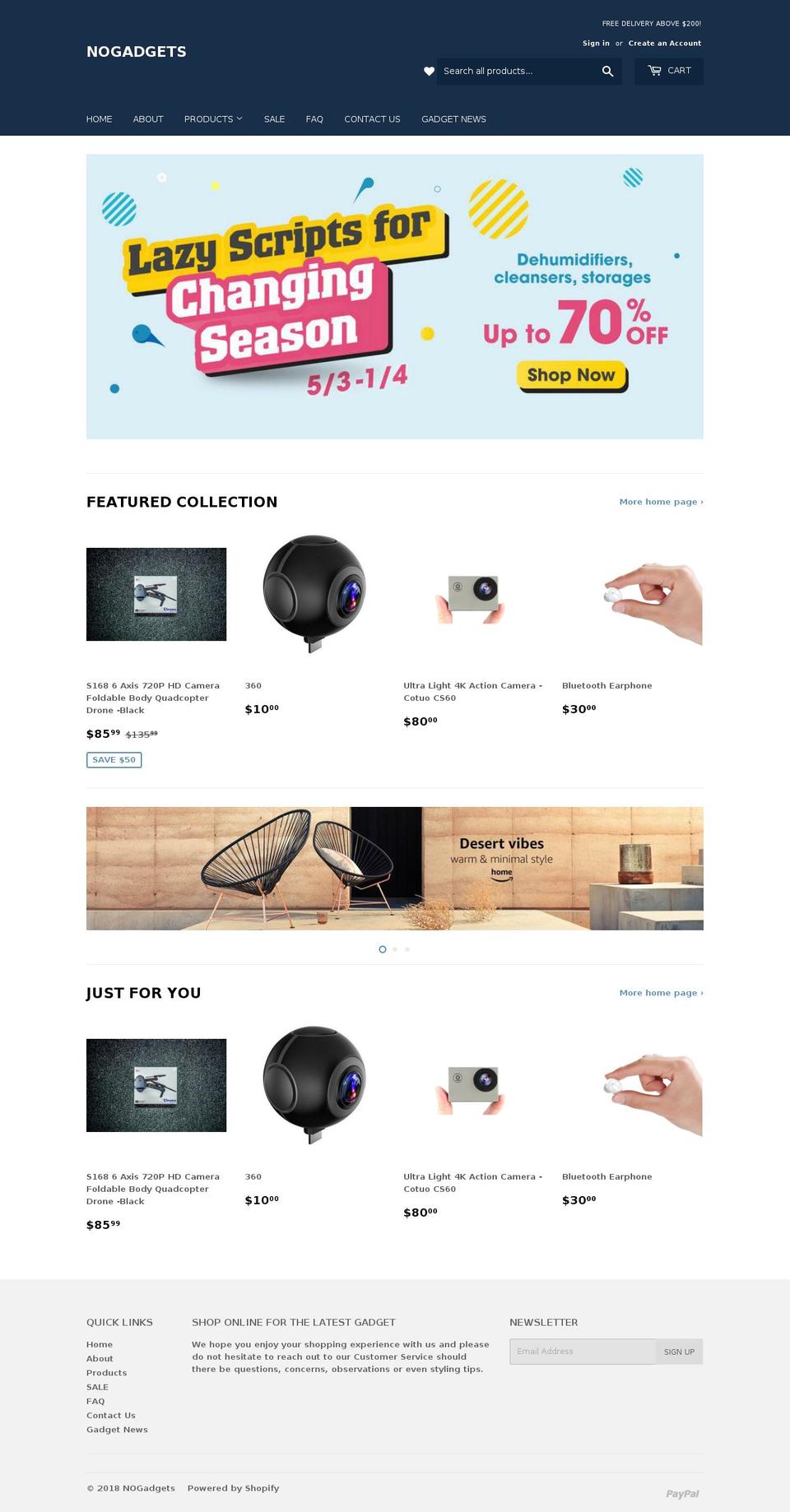 nogadgets.com — Shopify storefront screenshot
