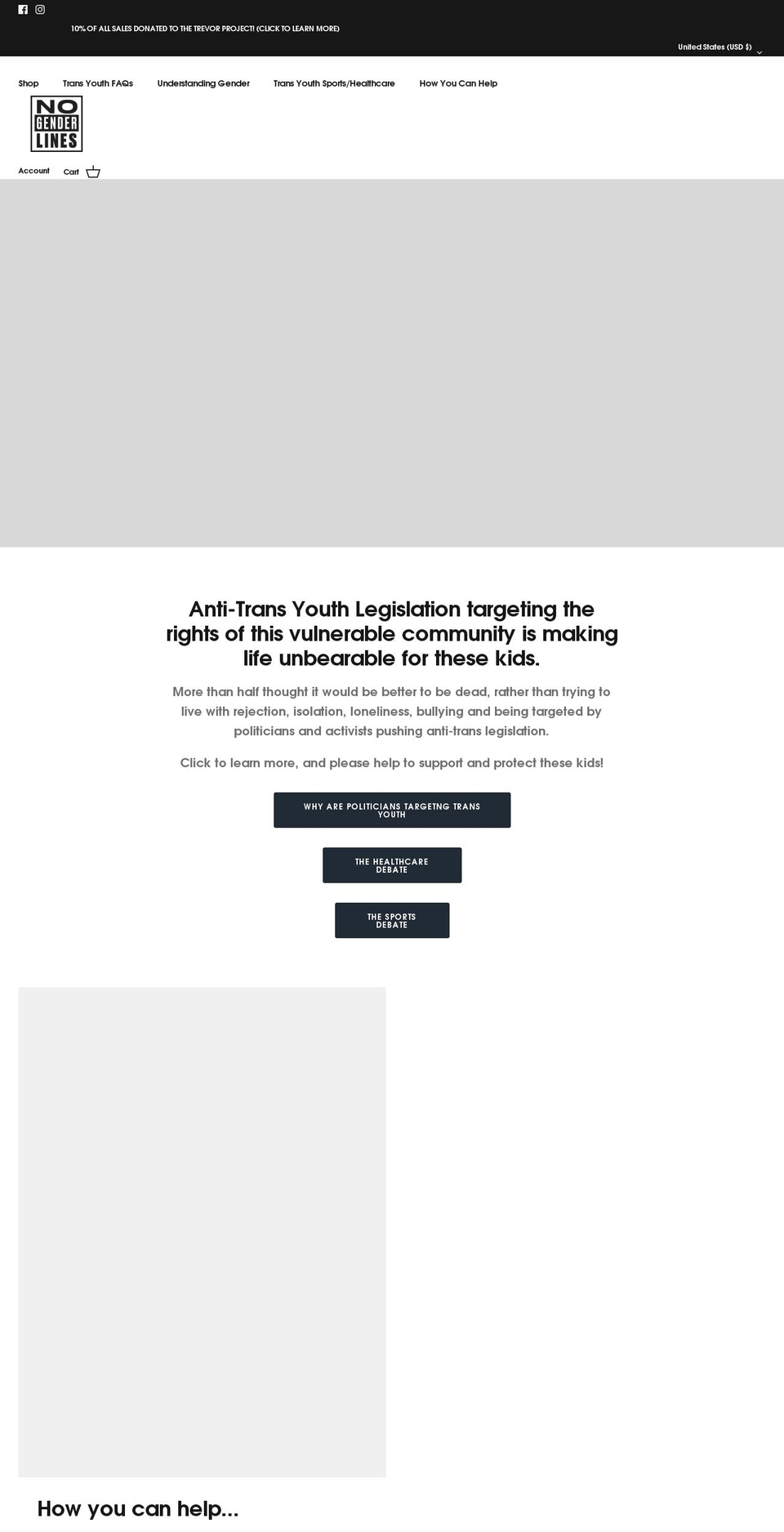 nogenderlines.com shopify website screenshot