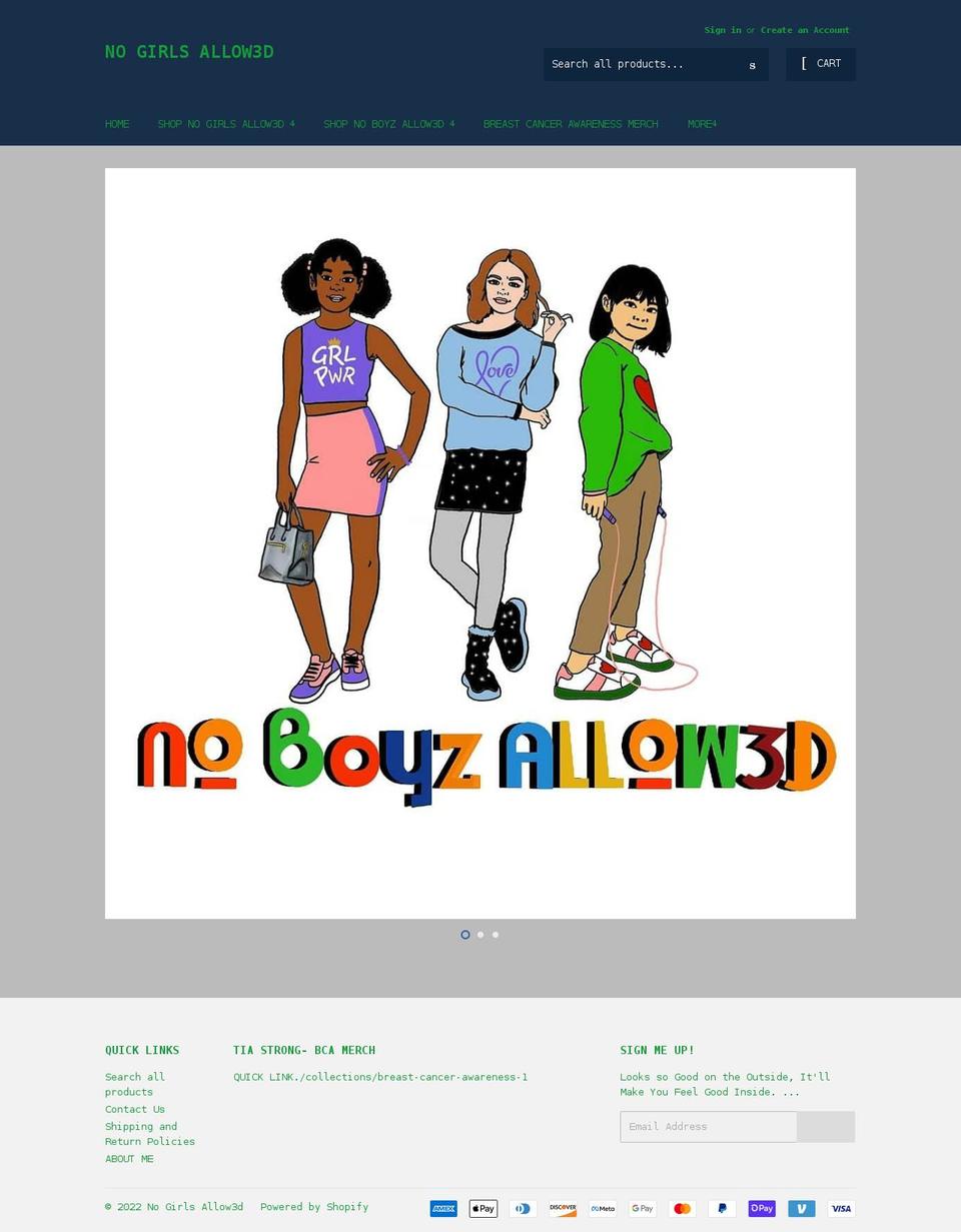 nogirlsallow3d.com shopify website screenshot