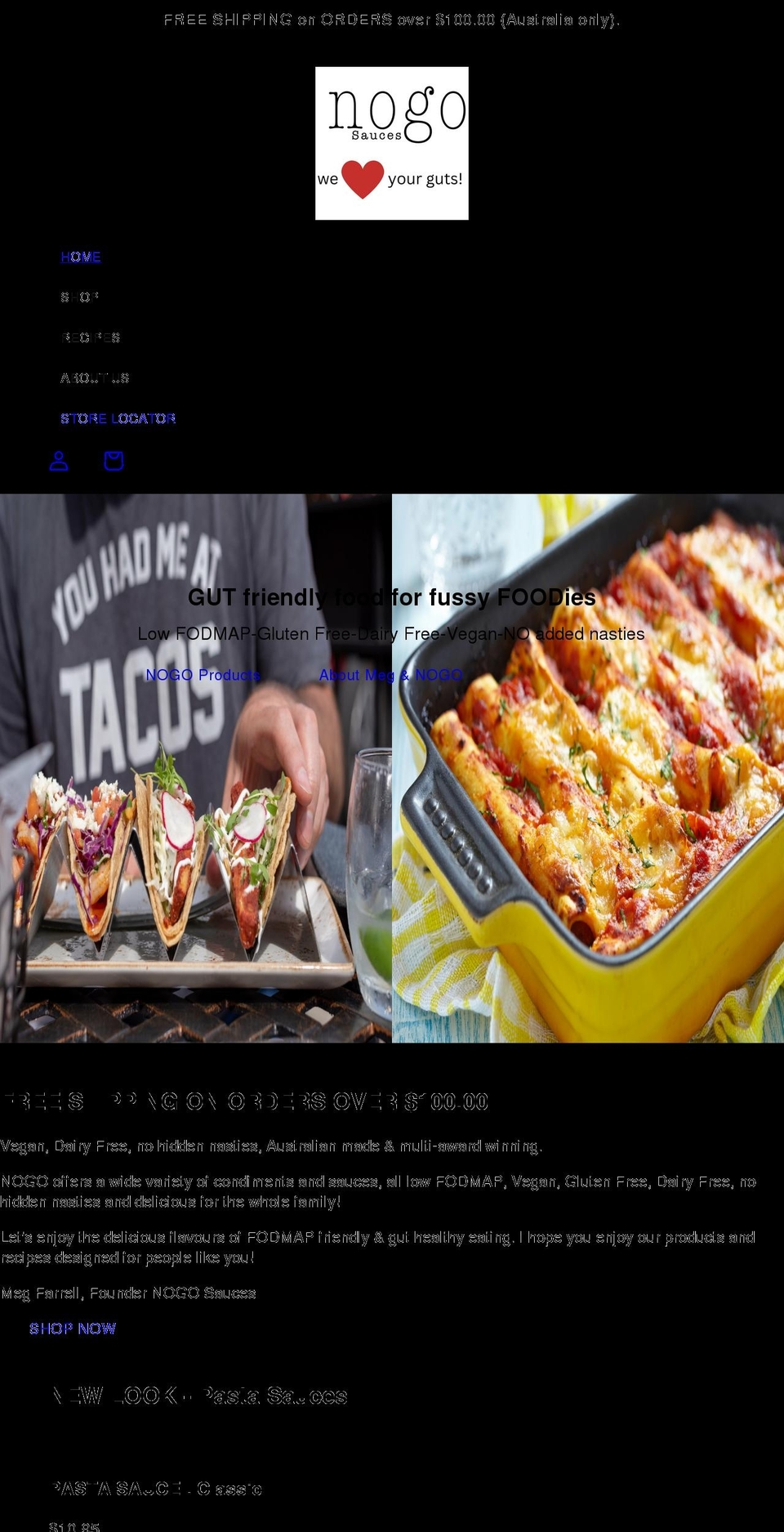 nogosauces.com.au shopify website screenshot