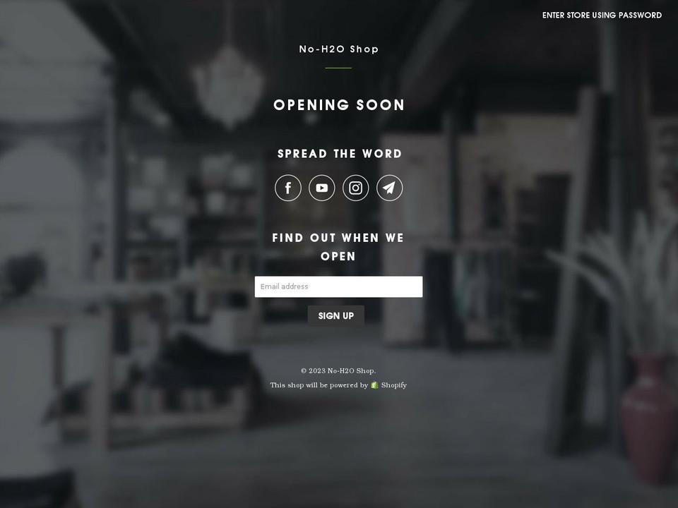 noh2ostore.com shopify website screenshot