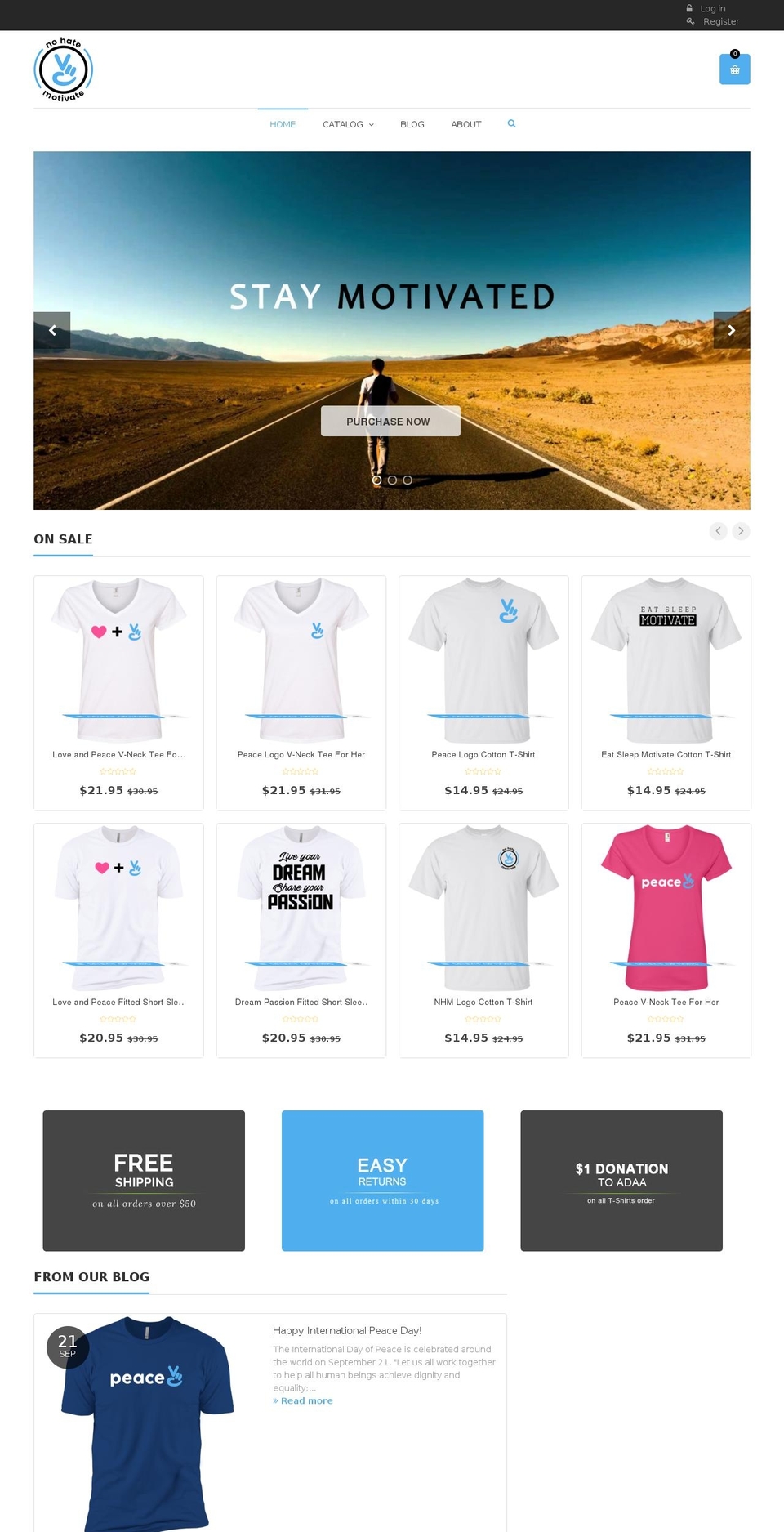 nohatemotivate.com shopify website screenshot