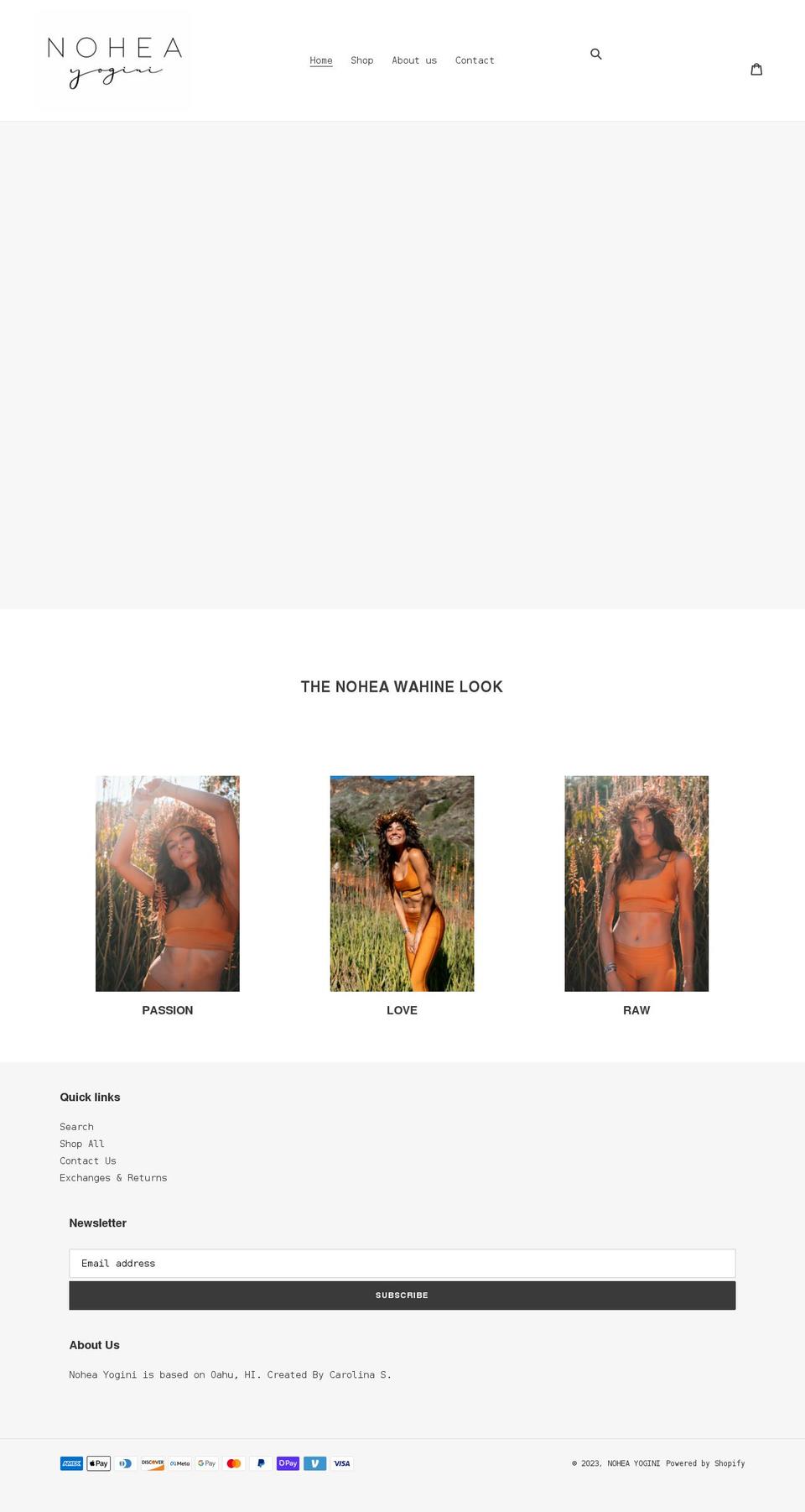 nohea-yogini.com shopify website screenshot