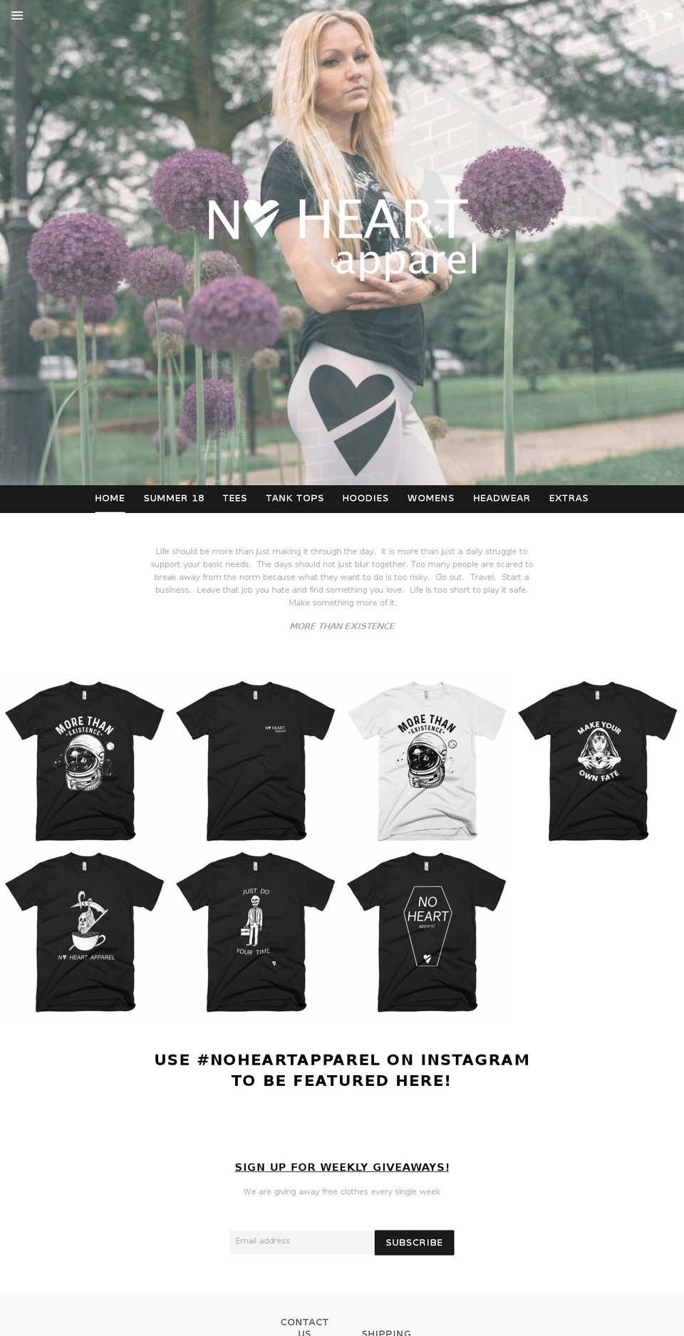 noheartapparel.com — Shopify storefront screenshot