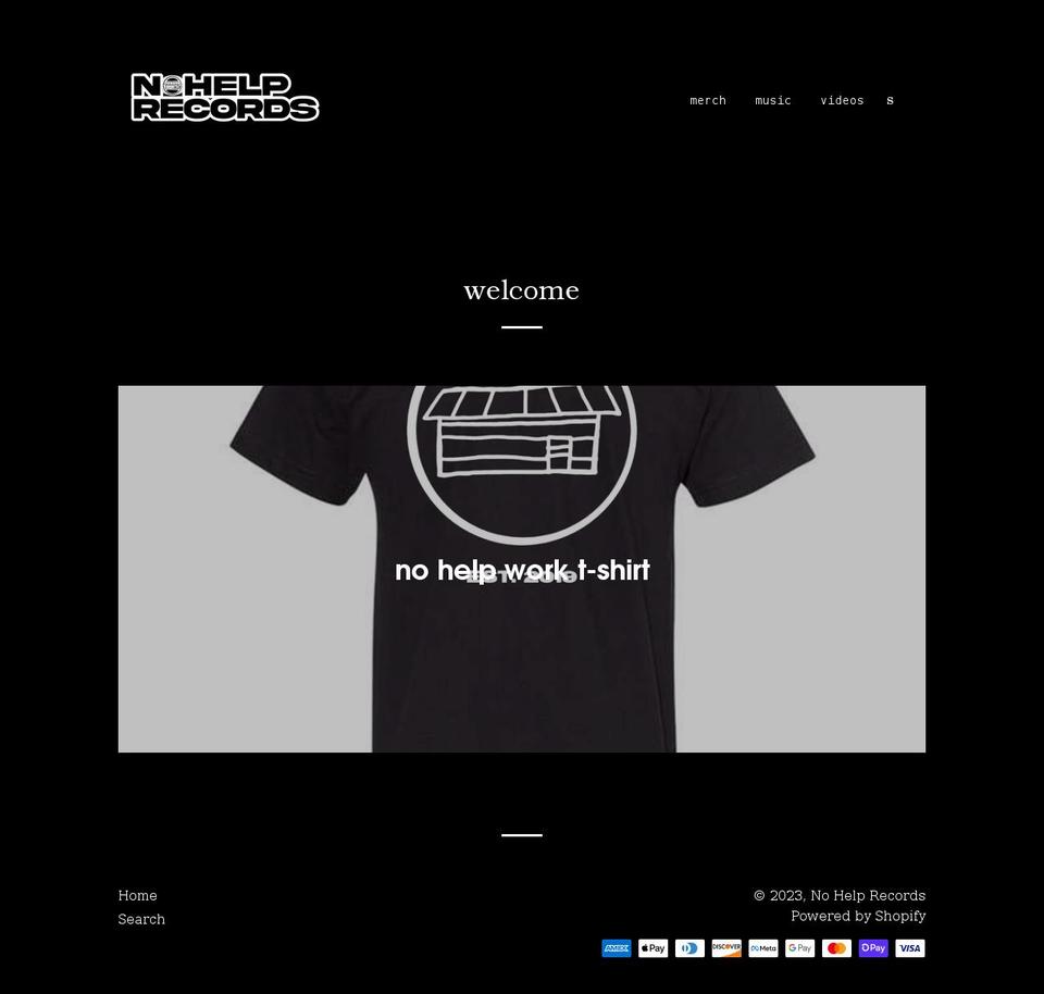 nohelprecords.com shopify website screenshot
