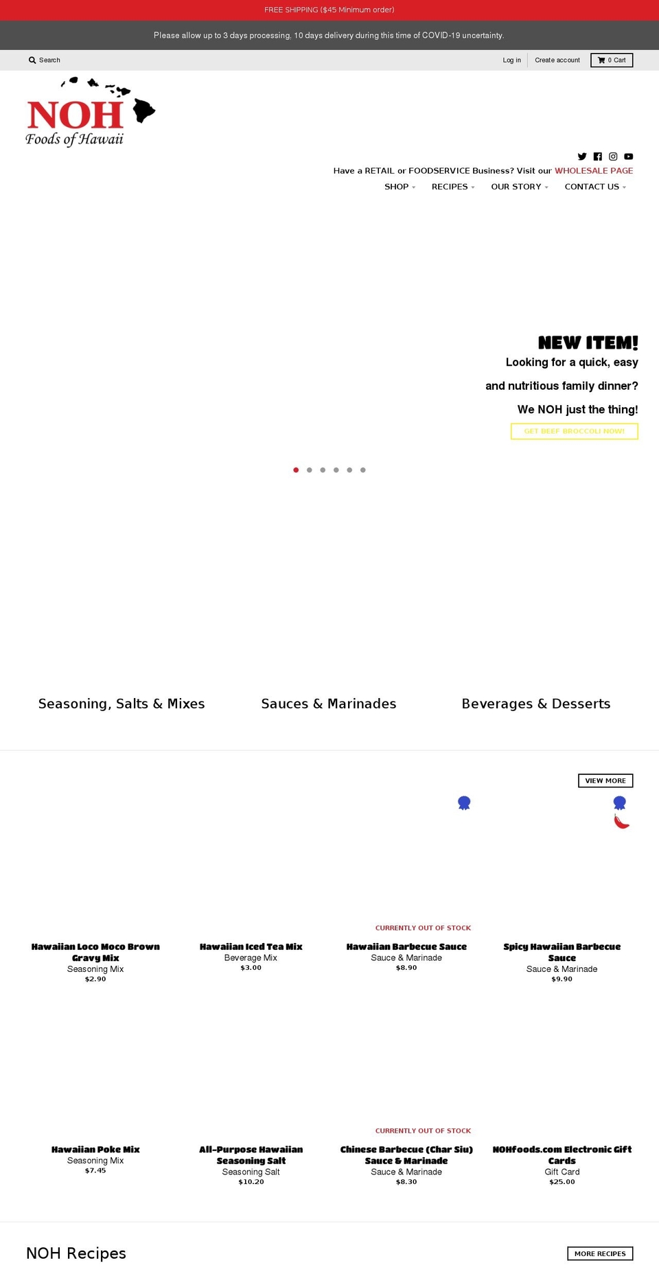 nohfoods.com shopify website screenshot