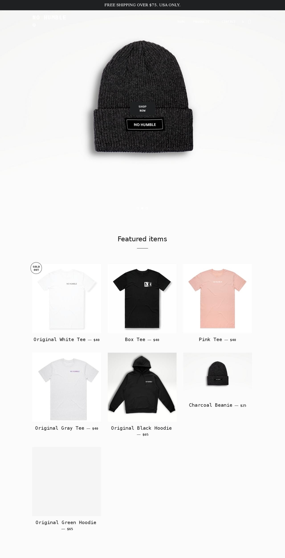 nohumble.com shopify website screenshot