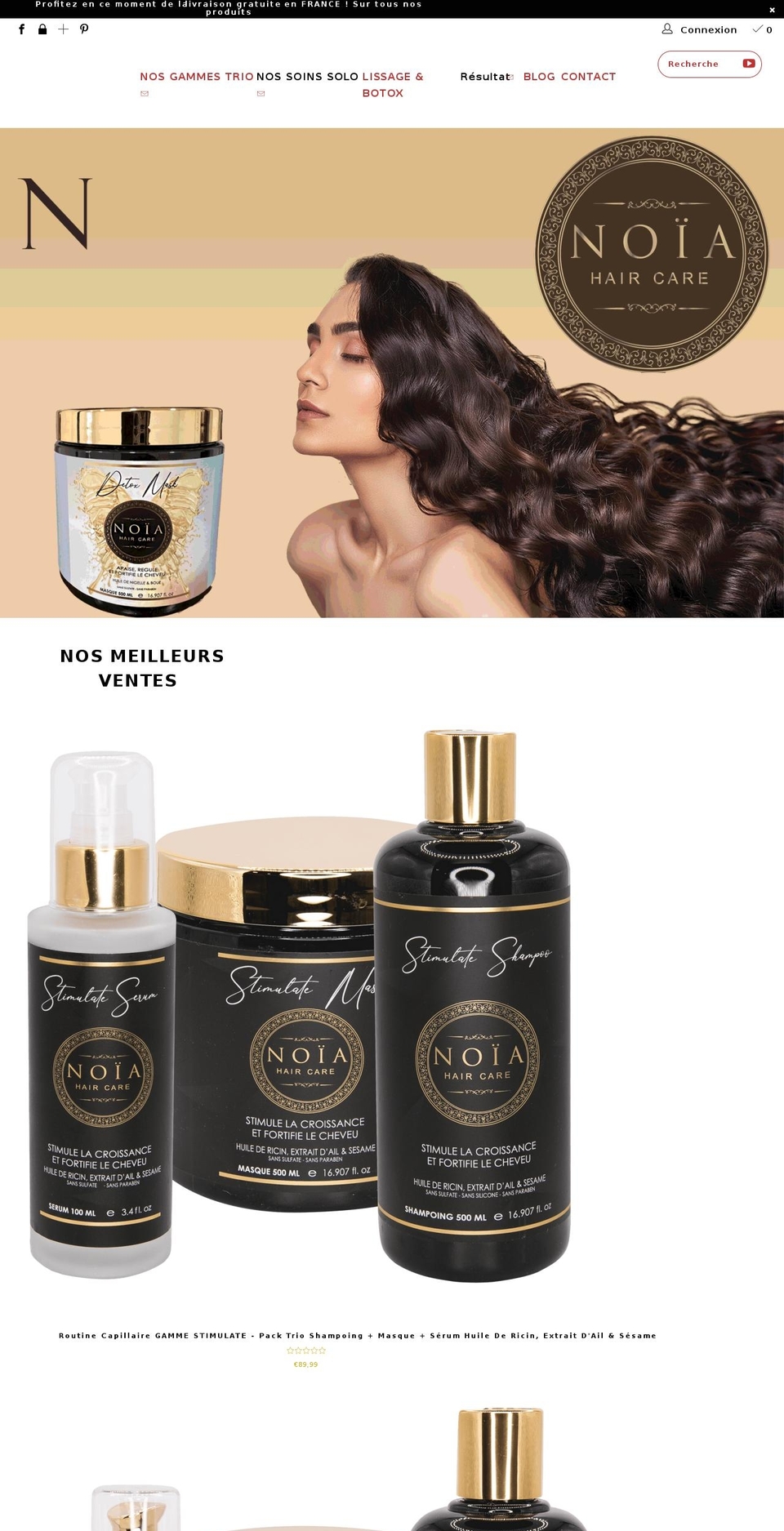 noiahair.com shopify website screenshot