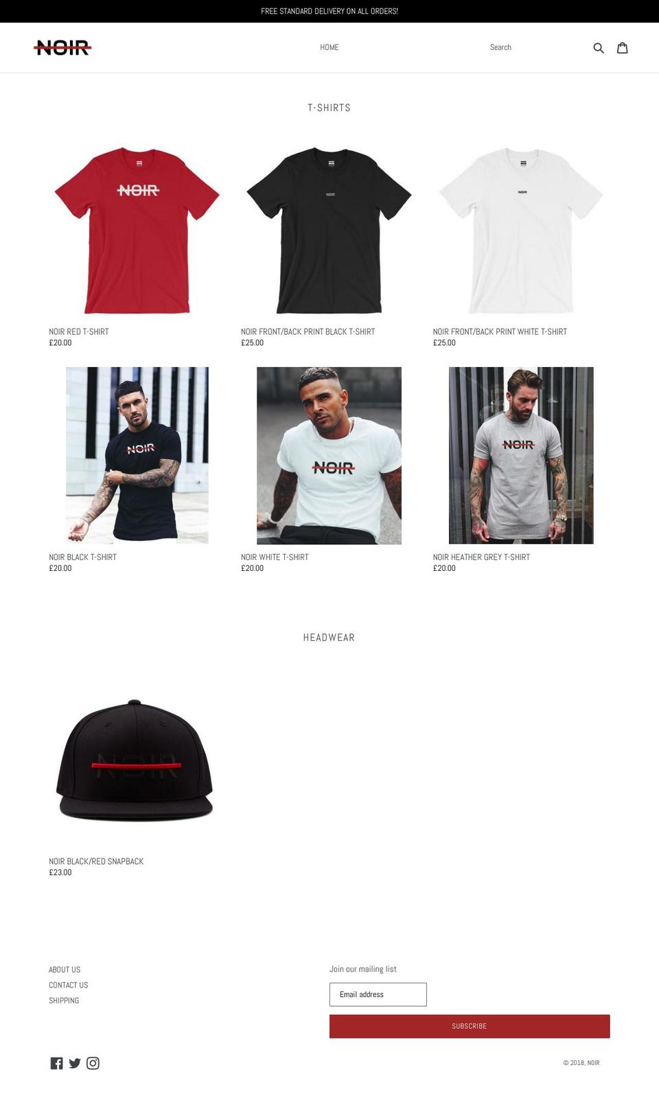 noir-apparel.com — Shopify storefront screenshot