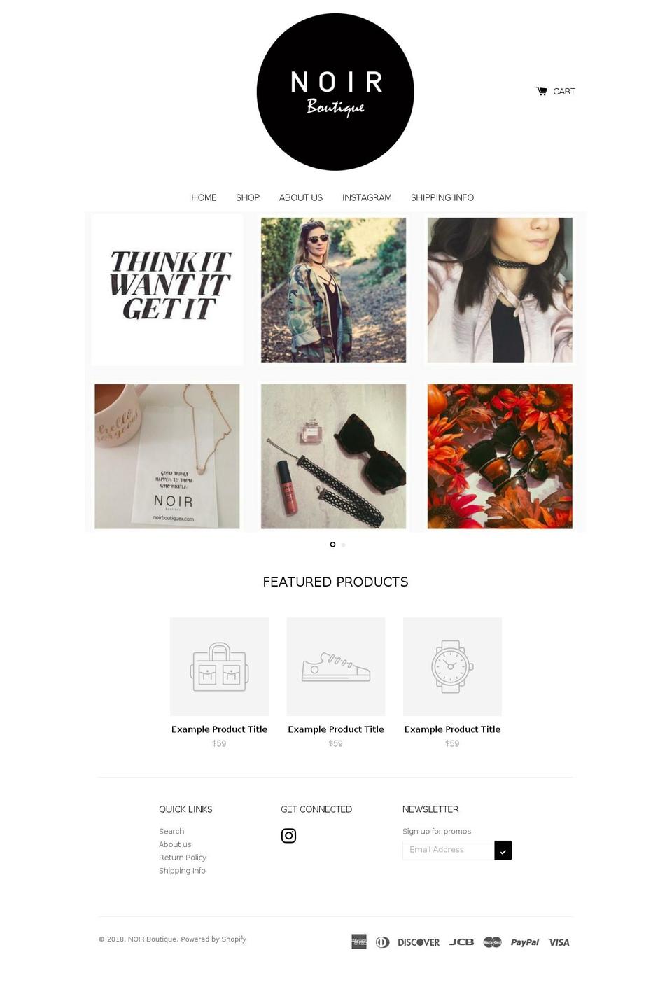 noirboutiquex.com shopify website screenshot