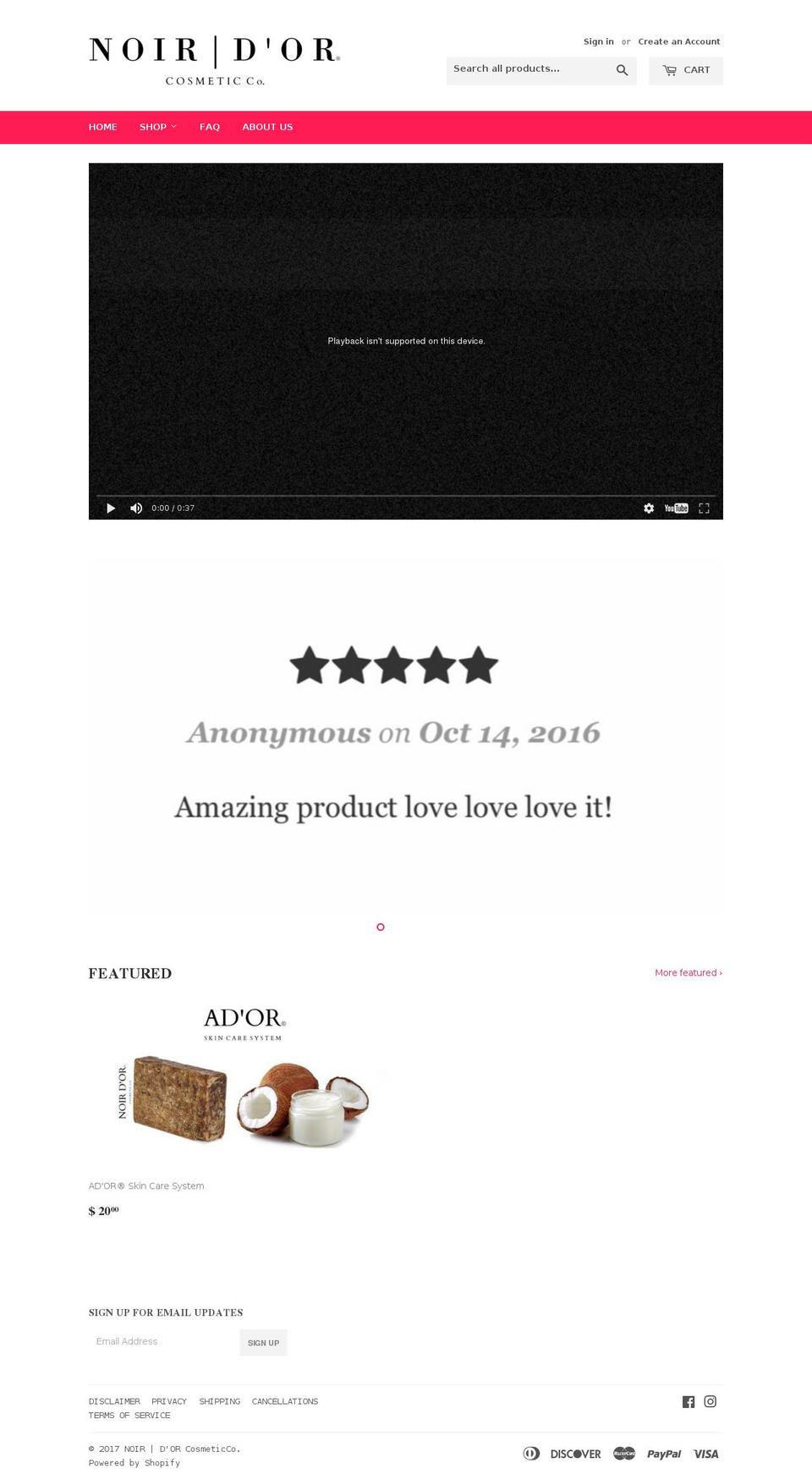 noirdor.com shopify website screenshot