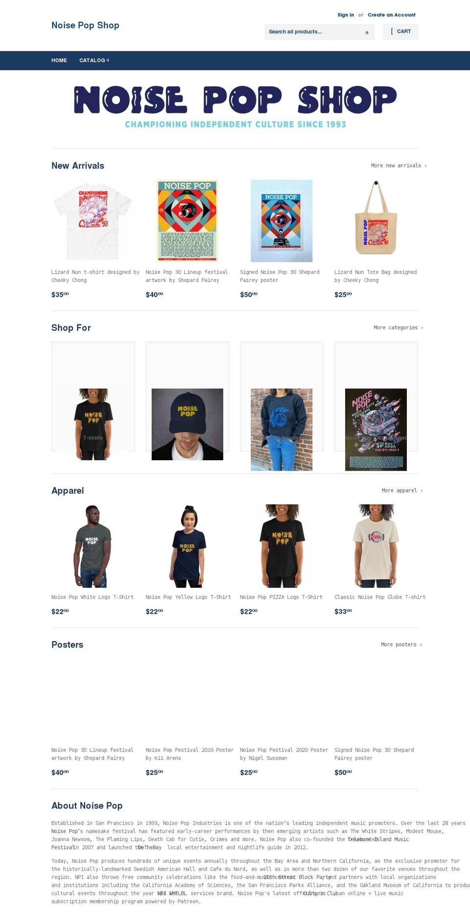 noisepopshop.com shopify website screenshot